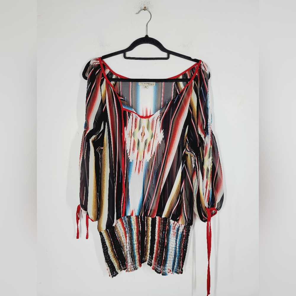 YOUNG THREADS Multicolor Striped Women's Top, Size Medium